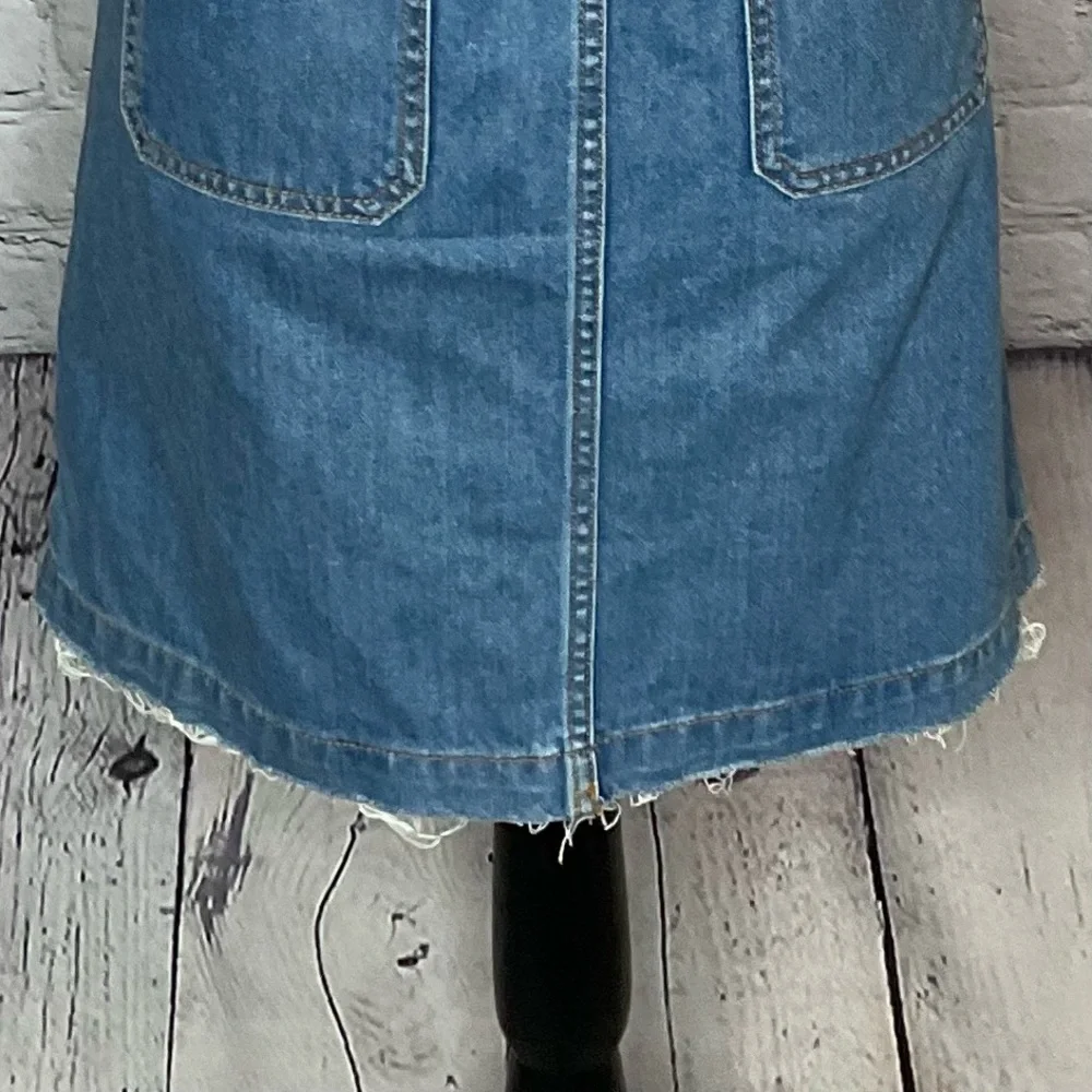 LOFT Outlet Button Front Denim Skirt Closure Raw Hem Cotton 6